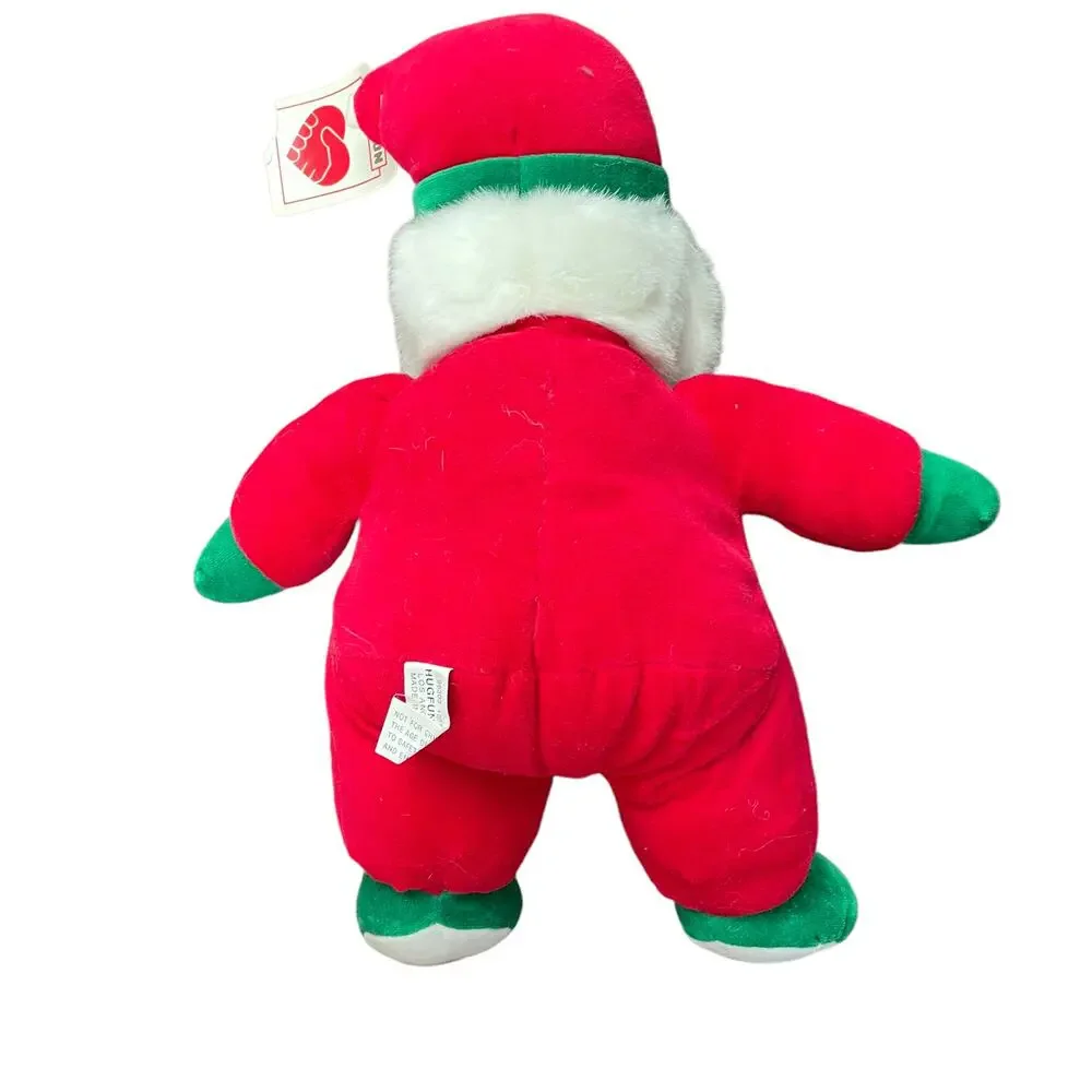 HugFun Santa Claus Plush with Rattle Inside Ho Ho Feet Christmas Vtg TAGS READ